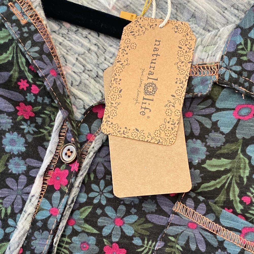 Natural Life Floral Button-Front Tunic Shirt - Multicolor - Picture 3 of 10